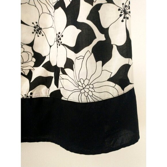 G.H. Bass Lightweight Lined Cotton Skirt Boho Floral Black White - Size 14 - Picture 3 of 8